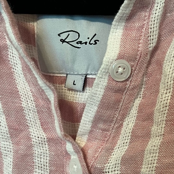 Rails Angelina Fit and Flare Mini Dress in Rose Stripe Linen Blend Size L - Picture 5 of 5